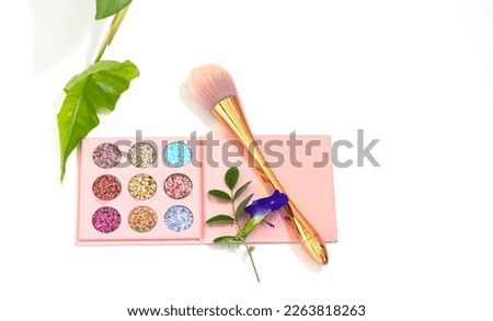 Set of decorative  fashion beauty cosmetics with colors Pastel of spring set collection image  on white background 