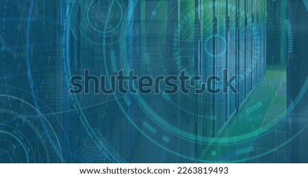 Composition of binary coding medical icons and data processing on screen on black background. Digital interface and technology concept.