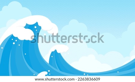scenery of big wave and blue sky