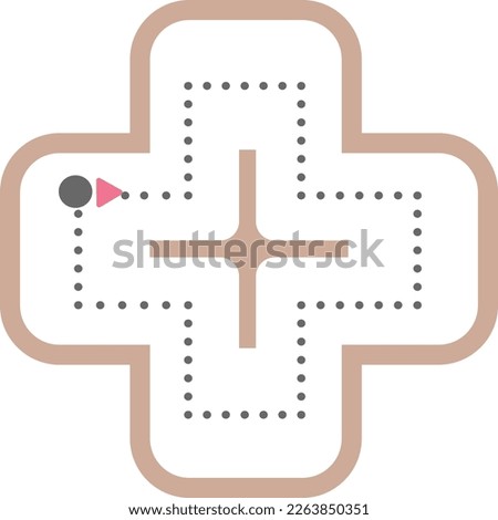 Dotted cross shape for tracing lines for preschool and kindergarten school kids for math drawing practice