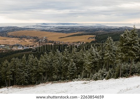 Czech mountains landscape, Ore Mountains, snow landscape, winter time