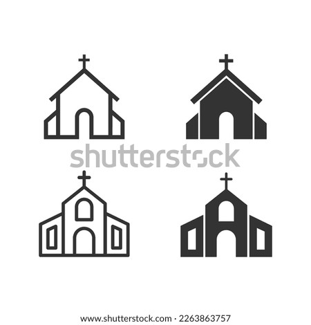 Vector illustration of church icon set. Church building simple icon vector on white background. Vector illustration - Vector Royalty-Free Stock Photo #2263863757
