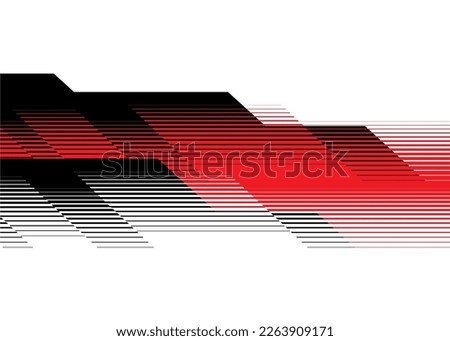 Abstract vector pattern of black and red broken shapes on a white background. For wall decor, interior, wallpaper, furniture, web design, printing, packaging, advertising. Modern striped vector backg