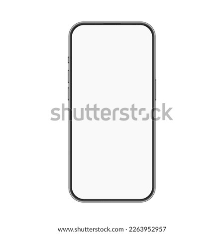 Smartphone Mockup with Blank Screen, Isolated on White Background, Front View. Vector Illustration