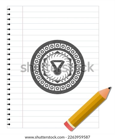 medal icon draw (pencil strokes). Vector Illustration. Detailed. 