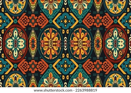 Ethnic multicolor seamless pattern. Abstract traditional folk old ancient antique tribal ethnic graphic line. Ornate elegant luxury vintage retro style for texture textile fabric background wallpaper.