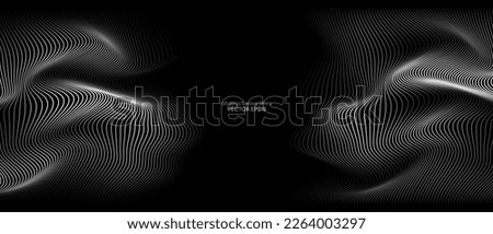 3D Vector wave lines pattern smooth curve flowing dynamic white light isolated on black background for concept of technology, digital, communication, science, music.