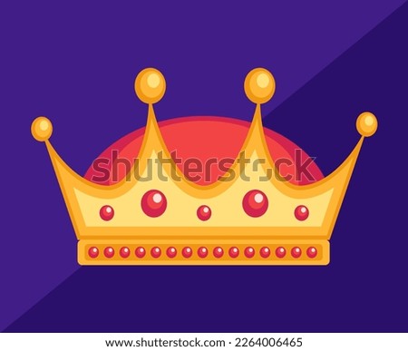 Purim costume luxury crown, Queen's symbol, royal symbol in cartoon style, vector decorative object for parties and festivals.