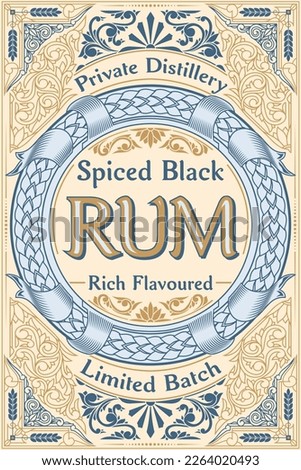 Black Rum - ornate vintage decorative label Royalty-Free Stock Photo #2264020493
