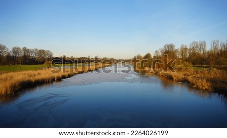ice on the river in spring, reeds