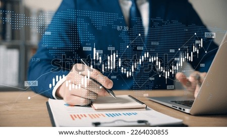 Businessman at the executive level analyzes the work strategy of the organization. Measure success with KPI, improve performance. Investigate and correct deficiencies, measure results concretely. Royalty-Free Stock Photo #2264030855
