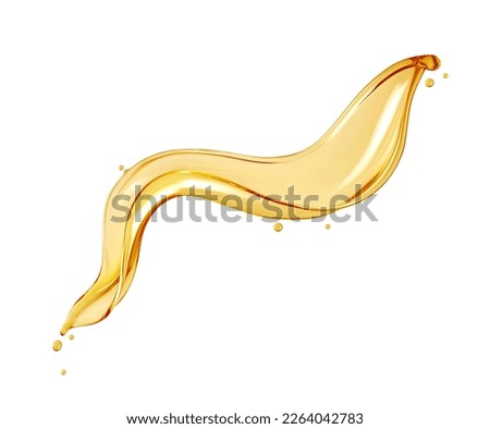 Beautiful splash with drops of sunflower oil isolated on a white background Royalty-Free Stock Photo #2264042783