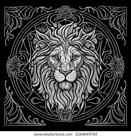 This striking illustration features the majestic head of a lion, capturing its raw power and beauty. The intricate details make it a true masterpiece, evoking a sense of strength and ferocity
