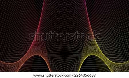Abstract pink yellow colors gradient  with wave lines pattern texture background. Use for technology business concept.