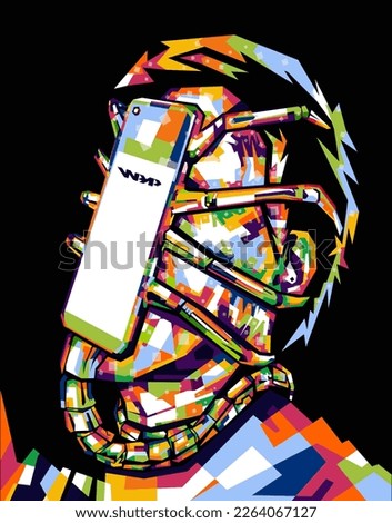 ROBOT TECHNOLOGI COLORFUL IN WPAP Royalty-Free Stock Photo #2264067127