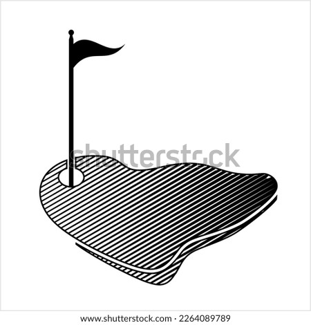 Golf Hole Flag Icon Vector Art Illustration