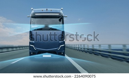 Machine vision system of an autonomous self driving truck. Royalty-Free Stock Photo #2264090075
