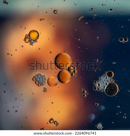 Macro photography bubbles with oil and water mixture