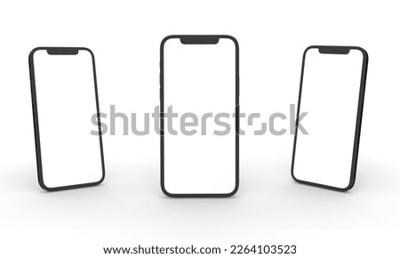black smart phone with blank screen isolated on white background Royalty-Free Stock Photo #2264103523