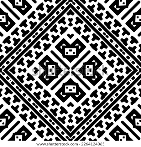 Vector geometric seamless pattern. Minimal ornamental background with abstract shapes. Black and white mandala. Simple abstract ornament background. Dark repeat design for decor, fabric, cloth.