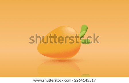 illustration realistic vector yellow manggo icon 3d creative isolated on background.Realistic vector illustration.
