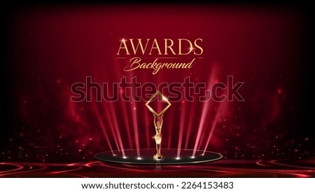 Trophy on Stage with Spotlight Effects. Award Background. Luxury Premium Background. Modern Abstract Background.