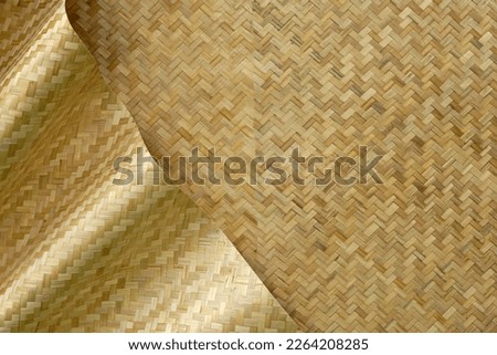 bamboo weaving mat background. Basketry from the community. Used to decorate the backdrop to take pictures of events to look natural. soft and selective focus.                              