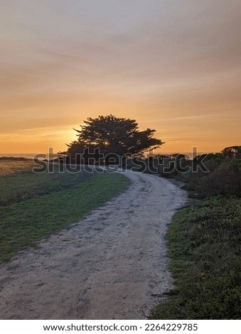 sunset over the Half Moon Bay State Park beach hiking trail, California Cowell-Purisima Trail hike