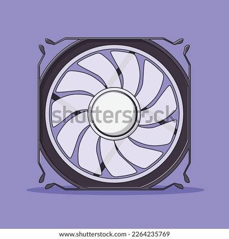 PC Casing Fan Vector Icon Illustration with Outline for Design Element, Clip Art, Web, Landing page, Sticker, Banner. Flat Cartoon Style