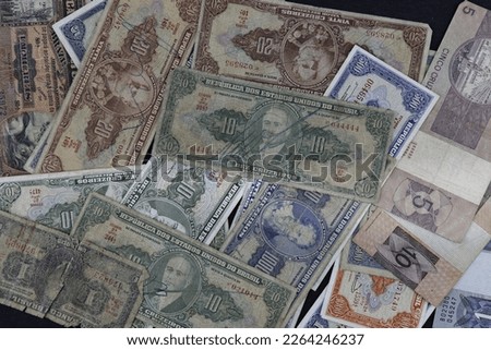 Collection of old banknotes from all over the world