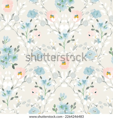 Abstract floral seamless pattern. Bright colors, painting on a light background. Cherry blossoms.