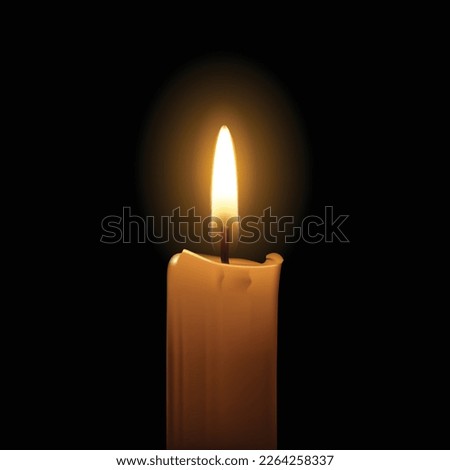 Burning realistic candle vector illustration Royalty-Free Stock Photo #2264258337