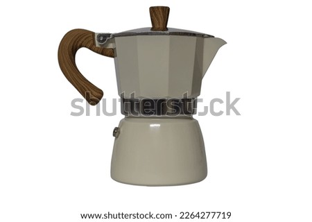 italian moka pot coffee maker isolated on white background. clipping path.