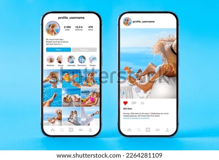 Mockup for social media user profile and shared content Royalty-Free Stock Photo #2264281109