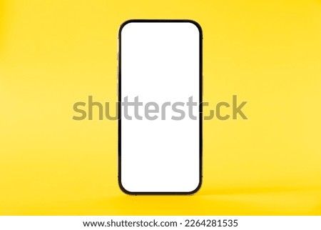 Mobile phone mockup on yellow background