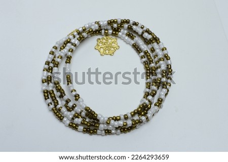 Waist beads on a white back ground.seed beads