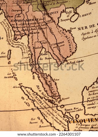 Old World Map, Indochina Peninsula Royalty-Free Stock Photo #2264301107