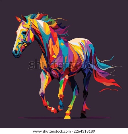 Vector colorful horse in pop art style