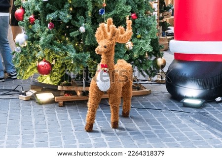 Reindeer doll decoration at christmas market.