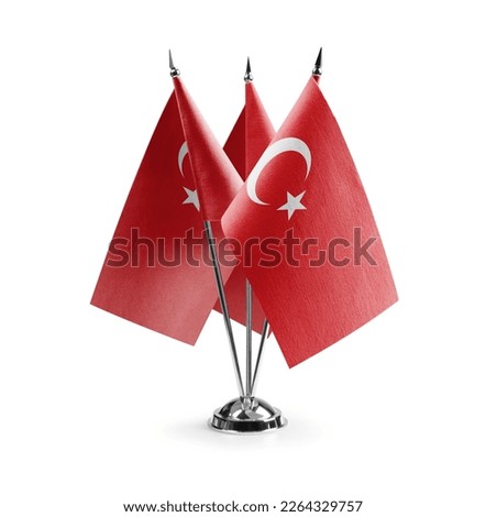 Small national flags of the Turkey on a white background.