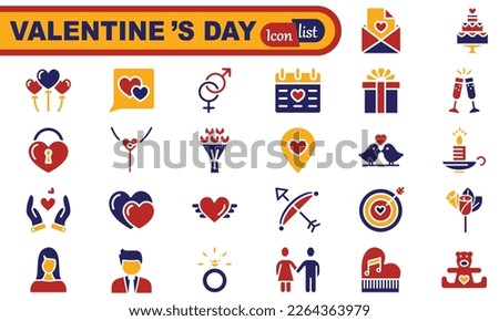 Valentines Day simple icons vector set. 
