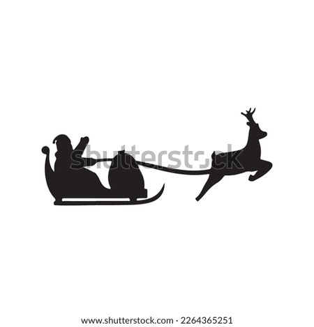 Christmas Silhouette Santa Claus with Sleigh Clip Art Silhouette christmas, Reindeer silhouette, Santa and reindeer