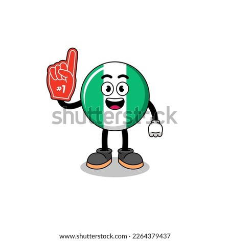Cartoon mascot of nigeria flag number 1 fans , character design