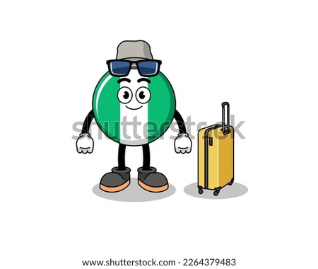 nigeria flag mascot doing vacation , character design