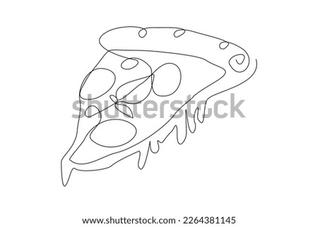 Continuous single one line drawing art of delicious sliced cheese pizza. Vector illustration of restaurant menu fast food.