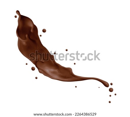 Beautiful chocolate splash in the air on a white background Royalty-Free Stock Photo #2264386529