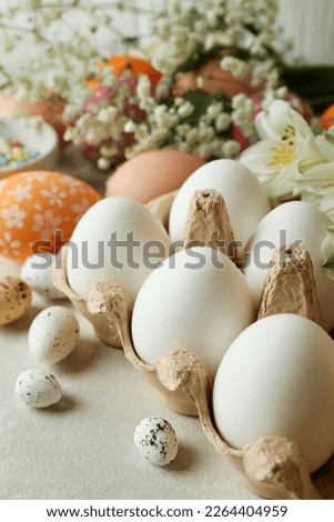 Beautiful concept of Happy Easter on white textured background