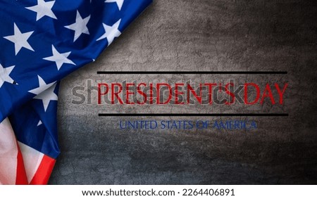 Happy presidents day concept with vintage flag of the United States on old stone background