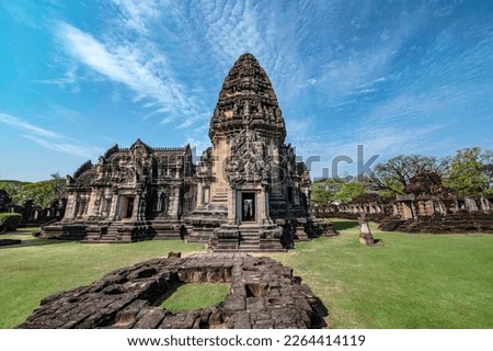 Phimai stone castle An ancient Khmer castle located in the historical park, Phimai District, Nakhon Ratchasima Royalty-Free Stock Photo #2264414119