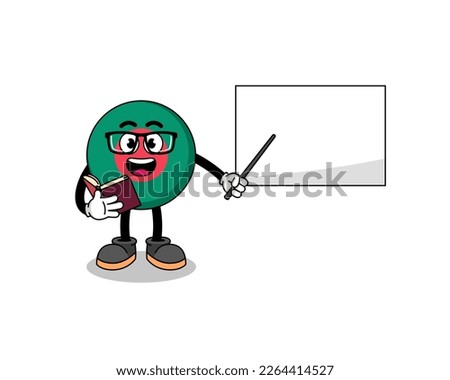 Mascot cartoon of bangladesh flag teacher , character design